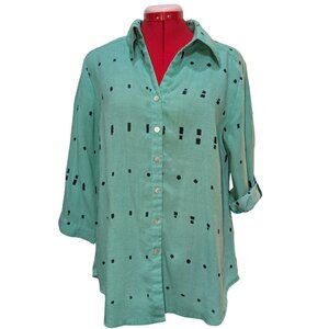 Fridaze 100% Linen Shirt – Geometric Print